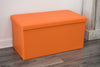 DOUBLE LARGE 2 SEATER OTTOMAN STORAGE BOX FAUX LEATHER FOLDING POUFFE SEAT TOY