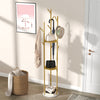 Marble Gold Coat Rack 9 Hooks Clothes Rail Free Standing Hanger w/ Shelf Storage