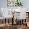 2pcs PU Leather Padded Dining Chairs Retro Button Back Home Kitchen Dinner Seat
