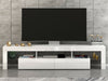 Modern 200cm TV Unit Cabinet Stand 2 Drawers High Gloss Doors RGB LED Lights