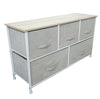 Chest of 5 Drawers Fabric Storage Cabinet Side Table Standing Home Light Grey UK