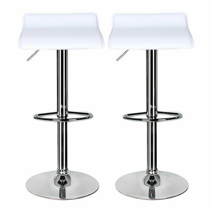 Set of 2 Breakfast Bar Stool with Chrome Footrest Base Swivel Gas Lift Elegant