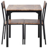 3PCS Dining Set Kitchen Dining Table and 2 Chairs Set Industrial Rustic Brown