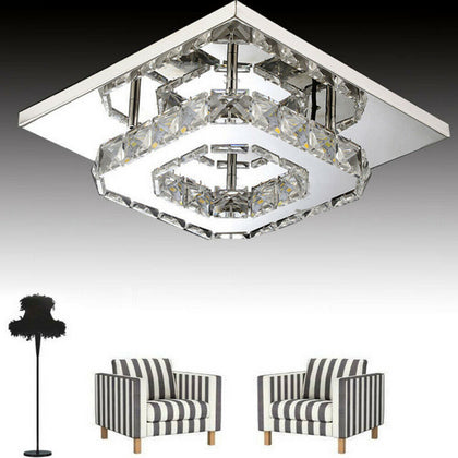 Luxurious Square Crystal LED Ceiling Light Bed Lamp Fitting Pendant Chandelier