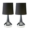 Pair of Modern Touch Dimmer Bedside Lounge Table Lamps LED Light Bulb Chrome