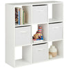 White 9 Cube Shelving Unit Furniture Shelves & 4 Fabric Storage Boxes