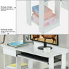 Warm White Wooden Computer Desk Laptop PC Table Shelf Small Corner Workstation