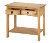 Corona Console Table 2 Drawer - Mexican Solid Pine, Wax Distressed