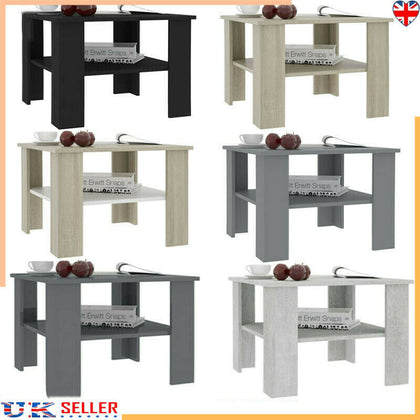 2Tier Coffee Table Square Side End Desk Shelf Console Storage Indoor Living Room