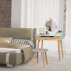 Modern Dressing Table Stool Set Round Makeup Mirror w/LED Lights Wooden 2 Drawer