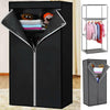 Single Fabric Canvas Wardrobe with Hanging Rail Shelving Clothe Storages Closets