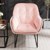 Vintage Distressed Pink Velvet Armchair Chair Sofa Fireside Buttoned Industrial