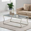 Console Coffee End Table Tinted Tempered Glass Furniture Chrome Crescent Leg