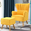 Faux Wool Sofa Tub Chair Armchair with Stool Living Room Office Reception Seat