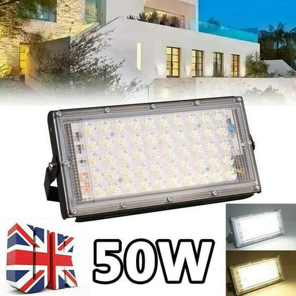 50W LED Floodlight Outdoor Garden Light Security Flood Lights Waterproof Lamp UK