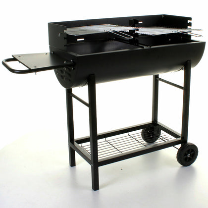 Large Half Barrel BBQ Barbecue Steel Charcoal BBQ Grill Outdoor Patio Garden NEW