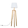 Wooden Tripod Floor Lamp Large Living Room Light Tapered Fabric Shades LED Bulb