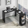 L-Shaped Home Office Desk Corner Computer Desk Black/White for Home Study Work