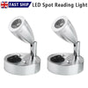 2x 12V LED Spot Reading Light Switch Camper Van Caravan For Boat Motorhome Light