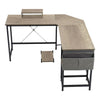 L-Shaped Computer Desk Large Corner Table Workstation with Shelf/Bag/CPU Stand