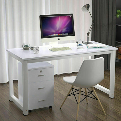 Computer Desk Study Table PC Laptop Workstation Office Home Free Bookshelf White