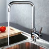 Brushed Steel Modern Kitchen Sink Mixer Taps Mono Square Single Spout Tap Swivel