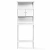 Over Toilet Cabinet Freestanding Washing Machine Rack W/ Open Shelves and Doors