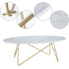 Coffee Table Marble Effect Side End Table Oval Living Room Table Golden Legs