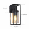 Vintage LED Rectangular Wall Light Clear Metal Lantern Garden Wall Lamp Sconce