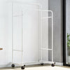 MOBILE DOUBLE CLOTHES RAIL COAT GARMENT HANGING RAIL RACK STORAGE STAND & WHEELS