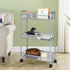 3 Tier Rolling Storage Trolley Utility Cart Kitchen Carts Mesh Basket W/ Wheels