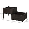 2PC Raised Flower Bed Vegetable Herb Lightweight -40L x 40W x 26-44H cm