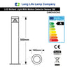 PIR LED Bollard Garden Lamp Post Stainless Steel Outdoor Motion Sensor Light