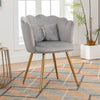 Velvet Upholstered Accent Chair Wing Back Armchair with Pilow & Metal Legs Grey