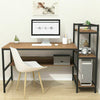 Wooden Gaming Computer Desk with Adjustable Storage Shelves Writing Study Table