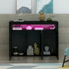 Modern Black High Gloss 3 Doors Sideboard Cabinet Cupboard with RGB LED Lights