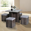 5 PC Dining Set Wooden Space-saving Storage Cushioned Ottoman Seats Square Table