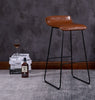 2x PU Leather Brown Bar Stools Footrest / Breakfast High Metal Leg Kitchen Home