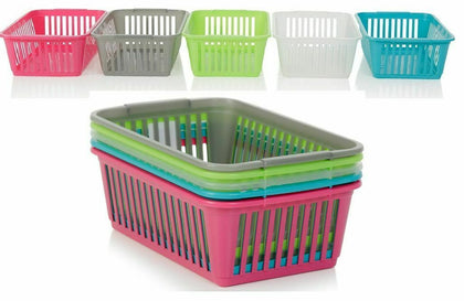 PLASTIC COLOURED HANDY BASKET STORAGE TIDY ORGANISER HOME OFFICE PHARMACY SCHOOL