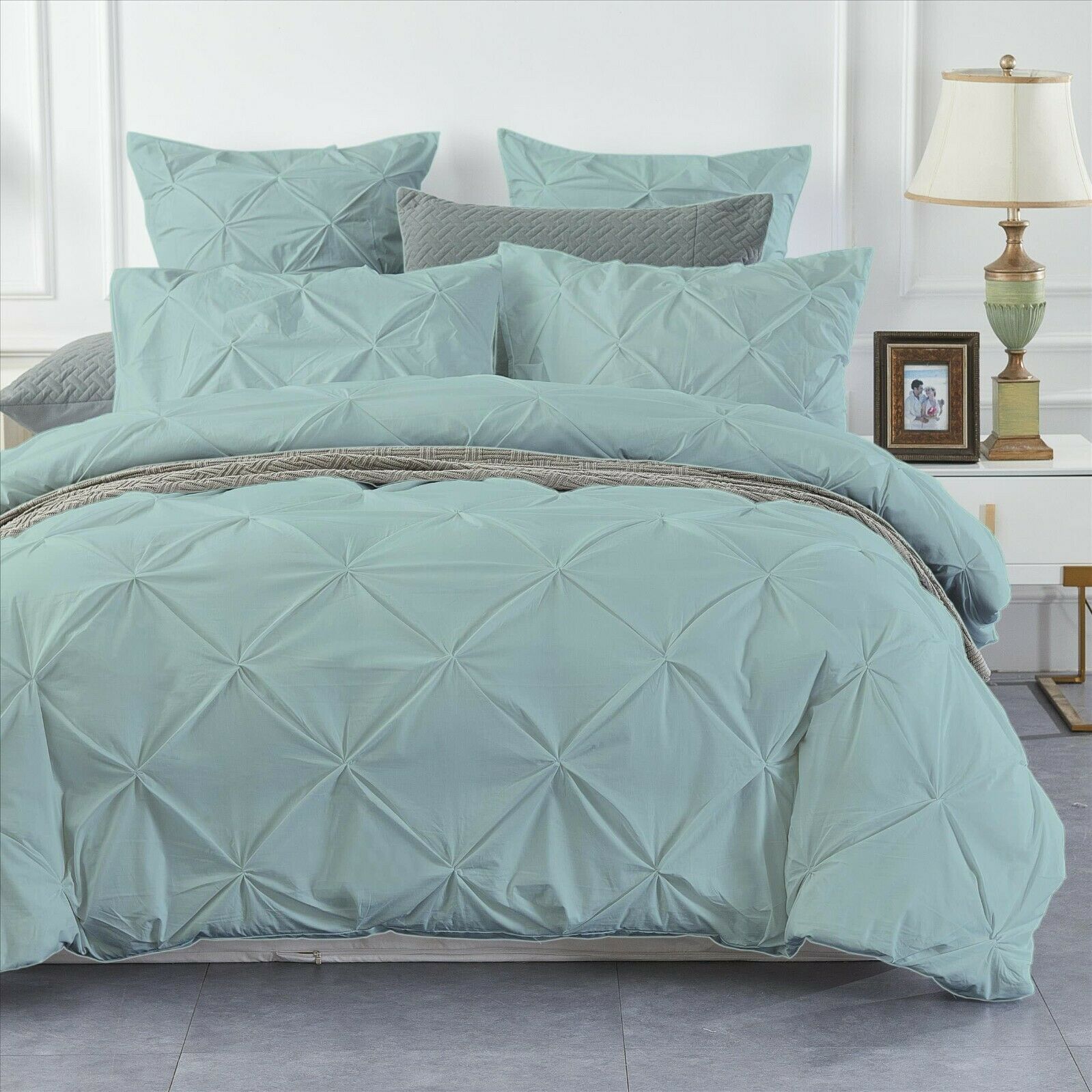 200 TC 100% EGYPTIAN COTTON PINTUCK DUVET COVER BEDDING SET DOUBLE KING SIZE