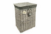 Woodluv Grey Wicker Laundry Storage Basket Bin Clothes Gift Hamper Basket