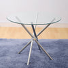 Modern Kitchen Metal Dining Chairs Round Glass Dining Table Set Black / White