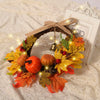 Wall Door Hanging Pumpkin Maple Foliage Garland Vine Wreath w/ Bell & Bows Decor