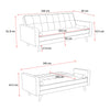 3 Seater Cream Sofa Bed Fabric New Foam Wood Legs Double Bed with 2 Cushions