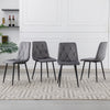 4X Dining Chairs Set Faux Suede Leather Padded Seat Metal Legs Kitchen Office