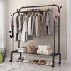 Mobile Double Clothes Hanging Rail w/ Storage Shelf Garment Shoes Display Stand