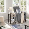Bedside Table with 1 Drawer Nightstand Metal-Framed Rustic End Side Table,Gray