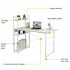 Home Wood Computer Desk PC Laptop Table Office Study Simple Workstation Shelves