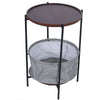 Round Coffee Table Sofa Side Small Night Stand End Table Tray Metal Legs Console