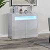 White LED Sideboard Cabinet High Gloss Cupboard Storage Furniture 2 Doors